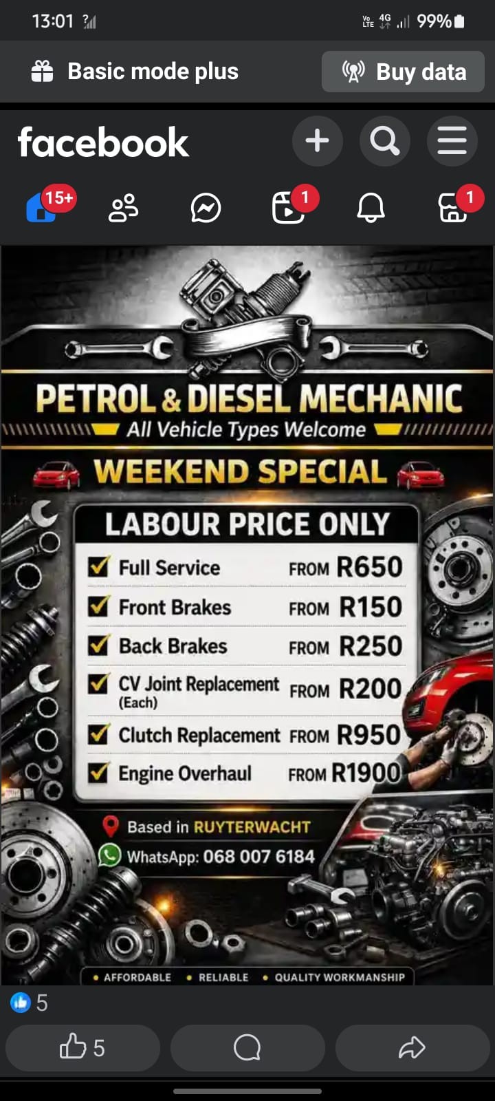 Petrol and diesel mechanic weekend special